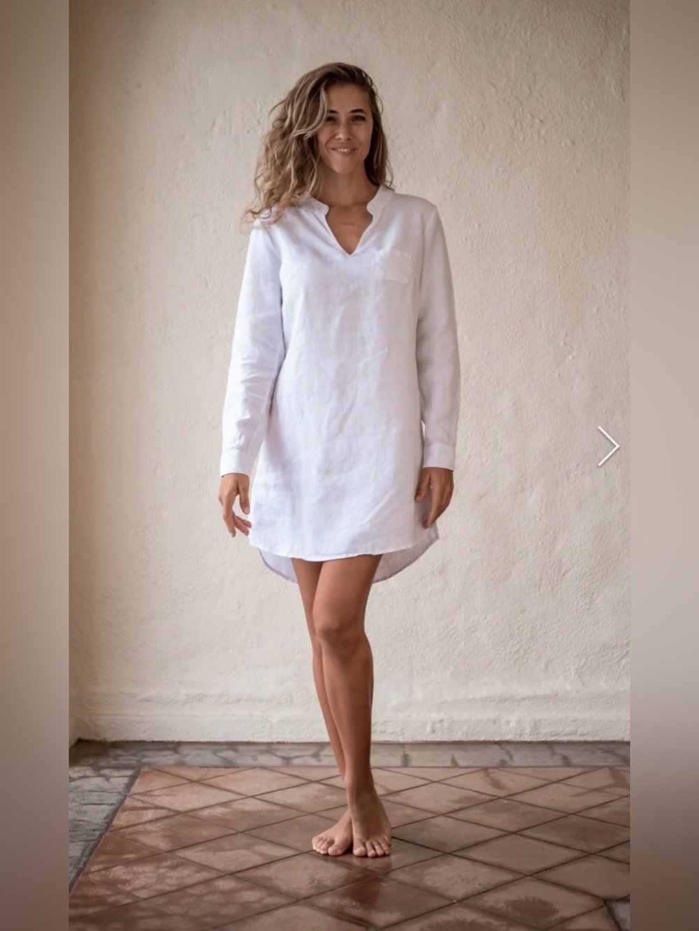 Women’s HIHO Linen Aqua Colored Long-Sleeve Tunic Dress/Coverup Medium NWT - Picture 4 of 10